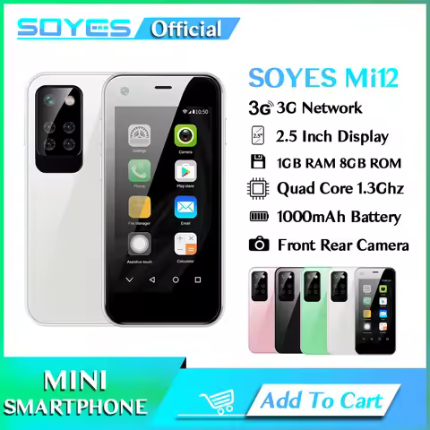 SOYES Mi12 Mini Android Smart Phone 2.5 Inch Display Dual SIM TF Card 5MP Rear Camera 3G WCDMA Type-