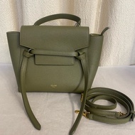 Celine 塞琳 荔枝牛皮 橄欖綠鯰魚包 nano號 手提單肩斜挎包