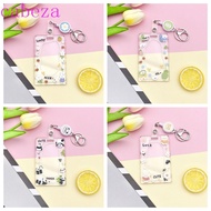 CABEZA Cartoon Acrylic Card Holder, Rabbit Bear Rabbit Card Case, Cute Panda Transparent Bell Lanyar