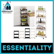 (ESSENTIALITY) 3 Tier 4 Tier 5 Tier Multipurpose Trolley Kitchen Storage Rack Trolley ABS Tray With Wheels