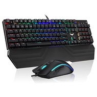 Havit Mechanical Keyboard and Mouse Combo RGB Gaming 104 Keys Blue Switches Wired USB Keyboards with Detachable Wrist Re