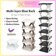 Rak Kasut Plastic Shoes Rack/ Multi-layer Shoe Rack/ Storage Cabinet Space Saving DIY Multi-tier Sim