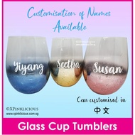 Customised Name Glass Cup Tumbler / Christmas Present / Couple Mug / Teachers Day Gift Ideas