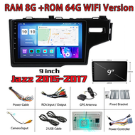 จอ android รถยนต์ พัดลมในตัว 8คอร์ 8+128G HONDA Jazz GK 15-17 หน้ากากพร้อมปลั๊กตรงรุ่น Android13 WIF