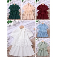 (RAYA SALES 2024) Muslimah Baby Baju Lace Kebaya Dress Lengan Pendek Budak Perempuan Dress Baju Raya