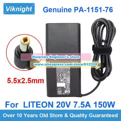 Original PA-1151-76 AC Adapter 20V 7.5A 150W Liteon for Clevo NP50PNK NP70RNJS GIGABYTE G5 KF G5 KF5