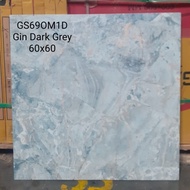 Granit lantai 60x60 motif marmer blue Gin dark grey