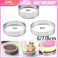 Stainless Steel Dessert Tart Mould Diameter 6-8CM Tart Ring with Holes DIY Tower Pie Cake Mousse Bak