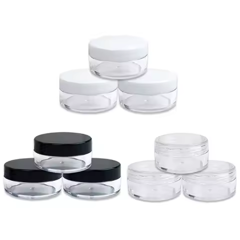 500pcs 2g/3g/5g/10g/15g/20g Empty Plastic Cosmetic Makeup Jar Pots Clear Sample Bottles Eyeshadow Cr