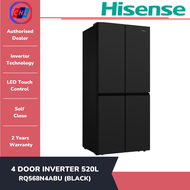 Hisense [SEND BY LORRY] 4Door Inverter Fridge 520L RQ568N4AWU [GLASS WHITE] / RQ568N4ABU [GLASS BLAC