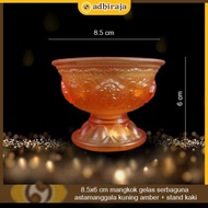 Asvita yellow amber multipurpose glass bowl + 8.5x6 cm foot stand