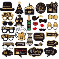 Black Gold 30th Birthday 50th Birthday Party Photo Supplies First Birthday Decoration Paper Beard Fu