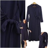 RC470 BL By EP Navy V-Neck Midi Dress Branded