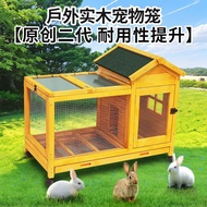 Outdoor rabbit cage, rain proof villa specific cage, automatic manure cleaning, wooden house balcony