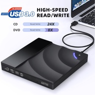 External CD Drive, Portable USB 3.0 Type-C CD/DVD RW Drive Player, CD ROM Rewriter Burner Optical Disc Drive Compatible