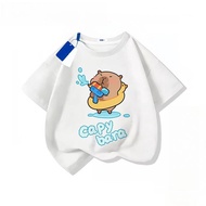 Boy T-shirt pure cotton printed comfortable children's clothes vintage boy shirt capybara boy shirt