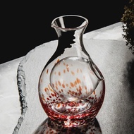 Japanese-style glass sake set with ice, small sake glasses, rice wine warmer, sake utensils, and win