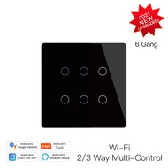 Moes Smart WiFi 6 Gang Light Switch 2/3 Way Muilti-Control Timer Home Automation Voice Control Work
