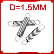 304 stainless steel Tension spring/spring d=1.5mm,OD10/12/15mm,L=30~200mm tension springs with hooks