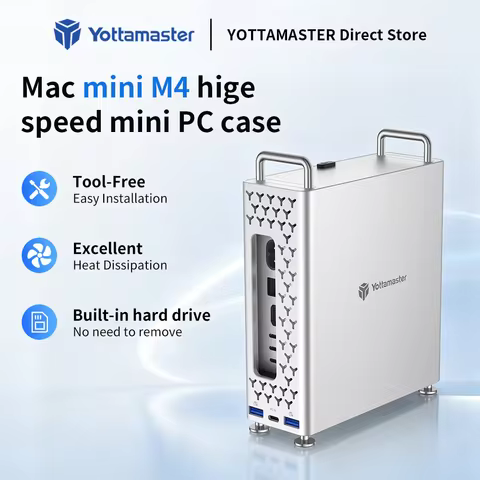 Yottamaster M4 Dock 5 in 1 Mac mini M4 Hub with NVMe SSD Enclosure USB-A 10Gbps SD/TF 8TB Storage Ex