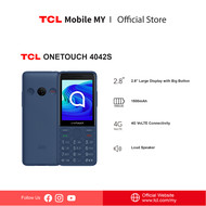 TCL Onetouch 4042s 4G LTE Feature Phone with HD Voice 2.8" Display 1500mAh Battery and Bluetooth