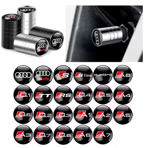 Car Wheel Tire Valve Caps Stem Covers Decoration For AUDI OOOO SLINE RS S TT QUATTRO A1 A2 A3 A4 A5 