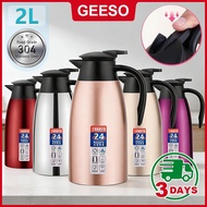 GEESO 2000ML Thermos Flask 2L Vacuum Double Layer Stainless Steel Jug 304 Stainless Steel Hot Cold D