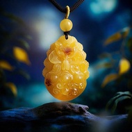 騰彪琥珀 天然琥珀蜜蠟 頂級焦皮 雞油黃蜜蠟 九尾狐仙 藏品項鍊