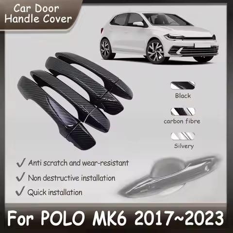 Car Door Handle Cover For Volkswagen VW POLO MK6 AW BZ 2017~2023 Gloss Black Protective Auto Exterio