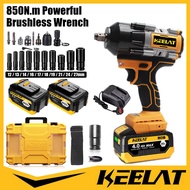 KEELAT 850N.M Electric Cordless Impact Wrench Heavy Duty Brushless High Power Driver With Ratchet So