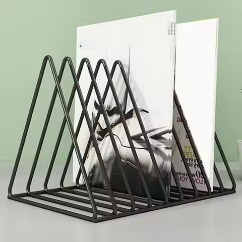 9-grid CD Rack Vinyl Record Storage Rack Triangular Magazine Stand, Bedroom Desktop Storage,5-grid C