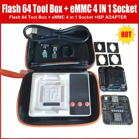2025 NEWEST 100 Original F64 Flash 64 Ultra Lite Tool Box / EMMC 4 IN 1 ADAPTER SOCKET