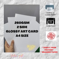 READY STOCK 260GSM GLOSSY ART CARD/ KERTAS KAD A3 A4 A5 (2'SIDE COATED GLOSSY) Invitation card/ book