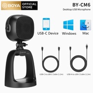 BOYA BY-CM6 USB Desktop condenser microphone compatible with most Android, tablets, and Mac/Windows for Recording, Streaming, Gaming, Podcasting - Classic Black