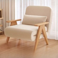 全城热卖 - 【80CM寬度 | 棉麻布】多功能實木可折疊沙發床 小型單人梳化床 小戶型客廳臥室摺疊床 辦公室午休躺椅 簡約經濟型沙發椅【小號|胡桃色|不包安裝】順豐免運上門