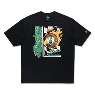 New Era เสื้อยืดแขนสั้นรุ่น Boston Celtics Nba Flame Graphic Black Oversized Short Sleeve T-Shirt
