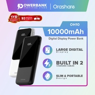 Orashare OH10 10000mAh Powerbank with Built-in 2 Cables Digital Display Slim and Portable Power Bank