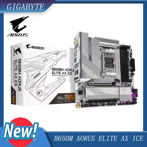 GIGABYTE B650M AORUS Elite AX ICE AM5 LGA 1718 AMD B650 M-ATX Motherboard
