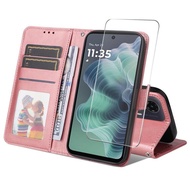 Ready to ship ENKAY Card Wallet Calf Texture Leather Phone Case with Screen Film For Motorola Moto G