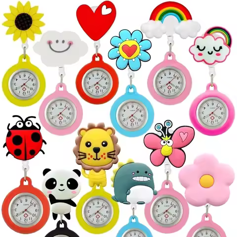 Lovely Cartoon Retractable Animals Love Heart Rainbow Sunflower Nurse Doctor Hospital Clips Pocket H