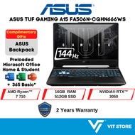ASUS Laptop TUF GAMING A15 FA506N-CQHN666WS BLACK  R7-170 RTX3050 4GD6 16GB DDR5 512GB SSD 15.6" 144