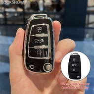 LOOKSHOW Car Folding Key Cover Case Shell Fob For Audi A1 A3 8P A4 A5 A6 C7 A7 S3 S7 S8 R8 Q2 Q3 Q5 