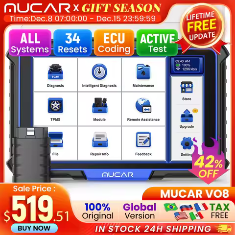 MUCAR VO8 Professional Car Diagnostic Tool Obd2 Scanner Automotive Diagnosis ECU Coding Bi-direction