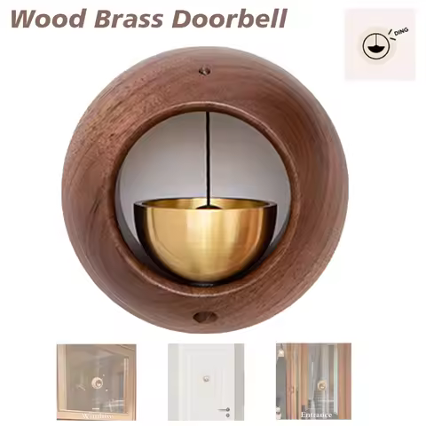 Solid Wood Brass Doorbell Brass Doorbell Magnetic No-Drill Doorbell Walnut Doorbell Walnut Home Deco