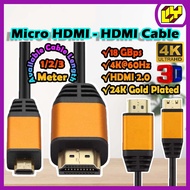 3 Meter Micro HDMI to HDMI 2 Meter Cable 3D 4K Adapter for Tablet/HDTV/PC Micro HDMI Port to HDMI Ca