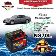 Münster Robust MF CMF NS70 | NS70L | 75D26L (65AH) Car Battery Bateri Kereta for Nissan Maxima 2005~