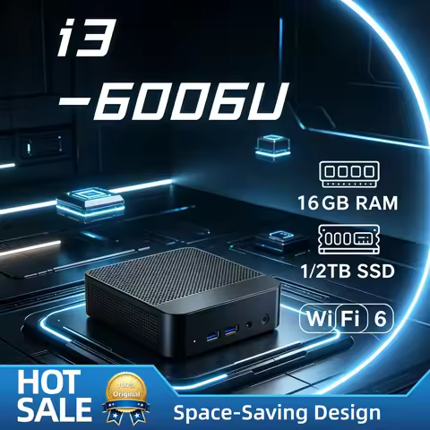 Intel Core i3 6006U Portable Mini PC 16GB DDR4 512GB NVMe SSD Triple 4K WiFi6 Silent Cooling Pro Max