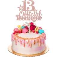 13 Official Teenager Decorations, 13th Birthday Cake Topper for Teen, Glitter 13 Cake Topper, 13th B