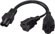 IEC320 C6 to 5-15R+1-15R Y Splitter Adapter Cord，C6 Plug to US Standard 3 Prong Power Converter C6 M