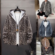 Leopard Jacket Men Baju Jaket Lelaki Thin Jeket Korean Style Lelaki Outerwear Fashion Men Jaket Motor Zip Jacket Buttons
